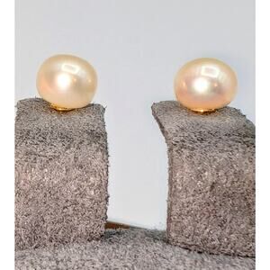 Marked 14K Gold Post Cultured Pearl 6mm Stud Earrings